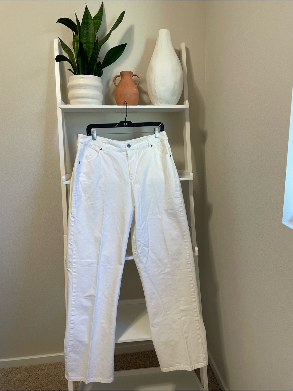 Christopher & Banks White High-Rise Straight-Leg Pants
